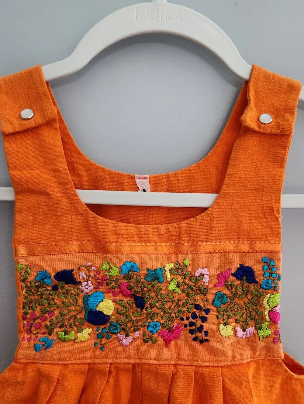 Girls Orange Embroidered Cotton Overalls - size 2